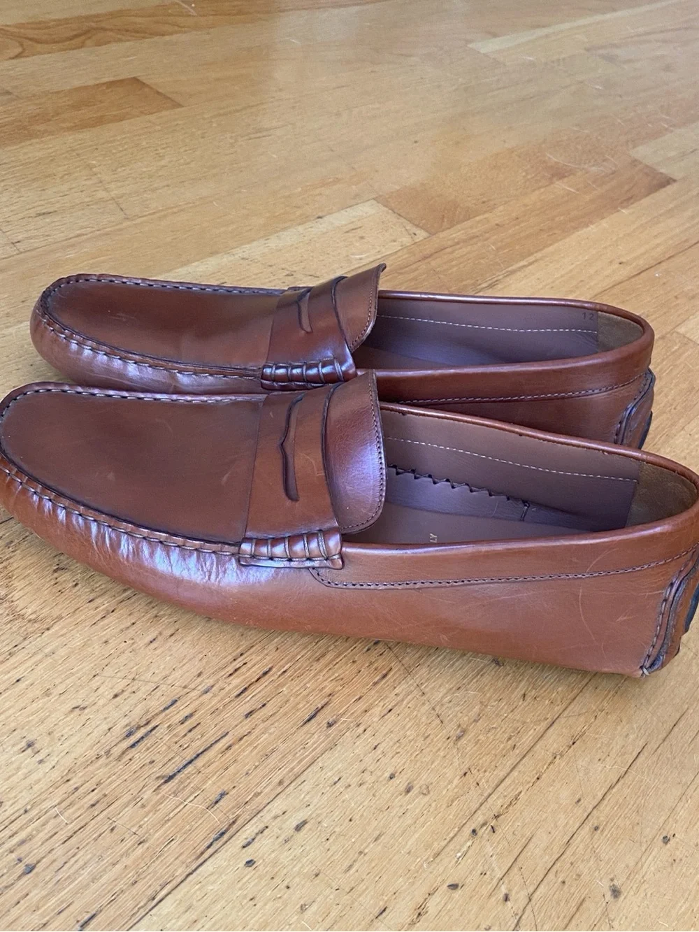 Italian Driver Men’s Penny Loafers in Brown Leather 12M